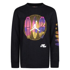 Jordan Nike Jumpman Black Long Sleeved Shirt - Boy's Medium - Neon Graphics